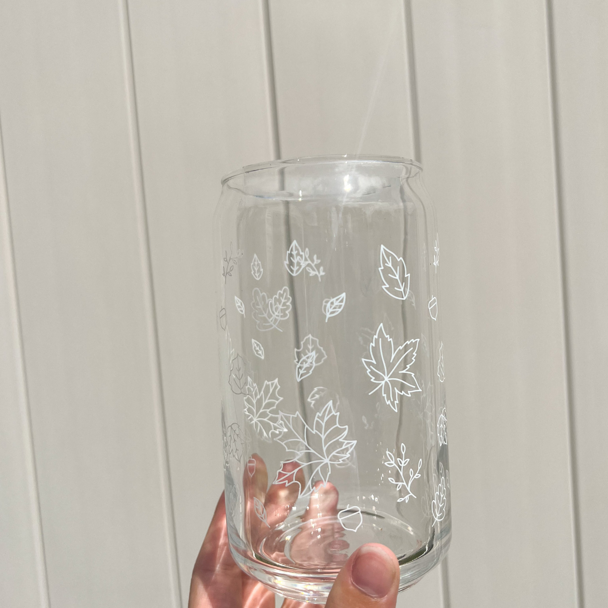 Fall Leaves Glass Cup - Storm and Sky Shoppe