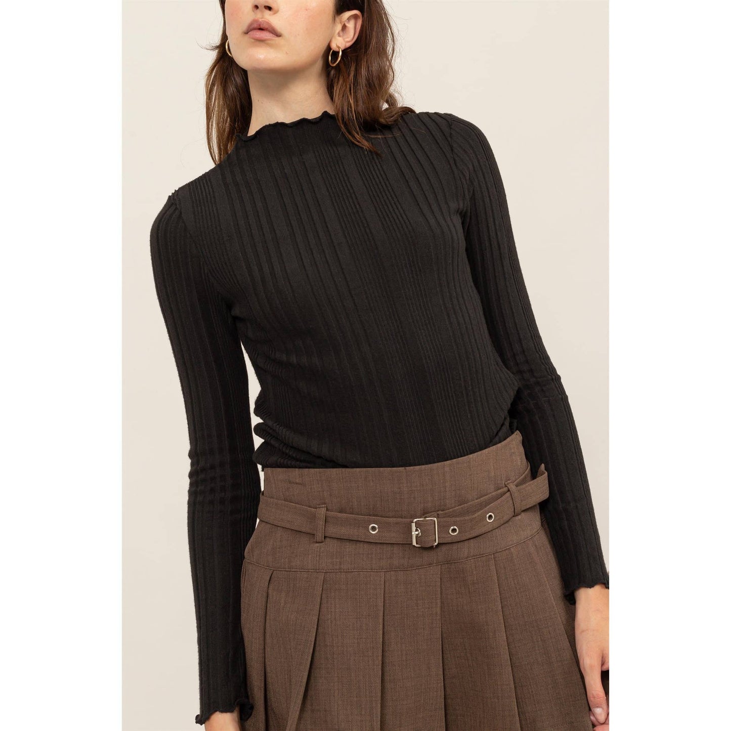 Mock Neck Ribbed Sweater - Storm and Sky Shoppe