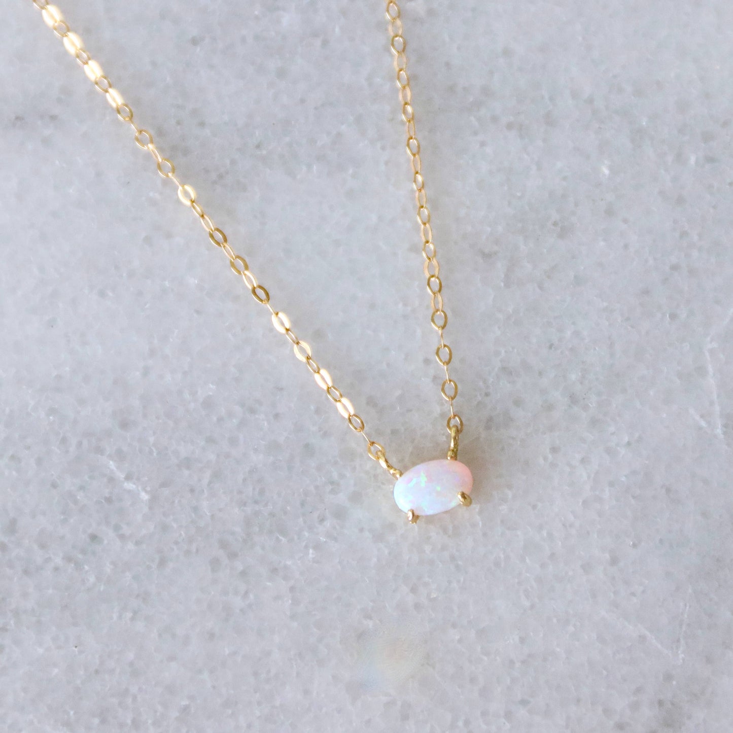 Mini Oval Opal Necklace: 16 inches - Storm and Sky Shoppe