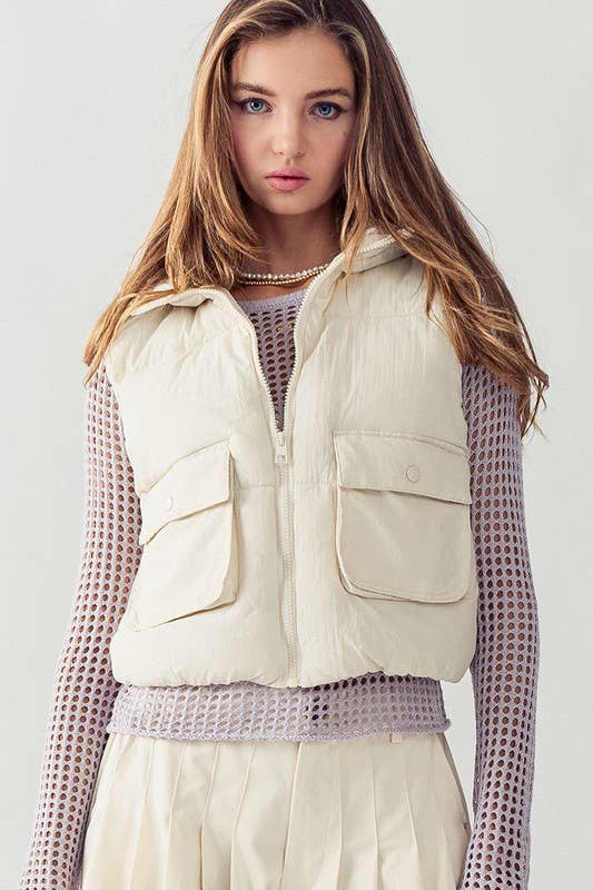 Hooded Crop Puff Vest *final sale* - Storm and Sky Shoppe