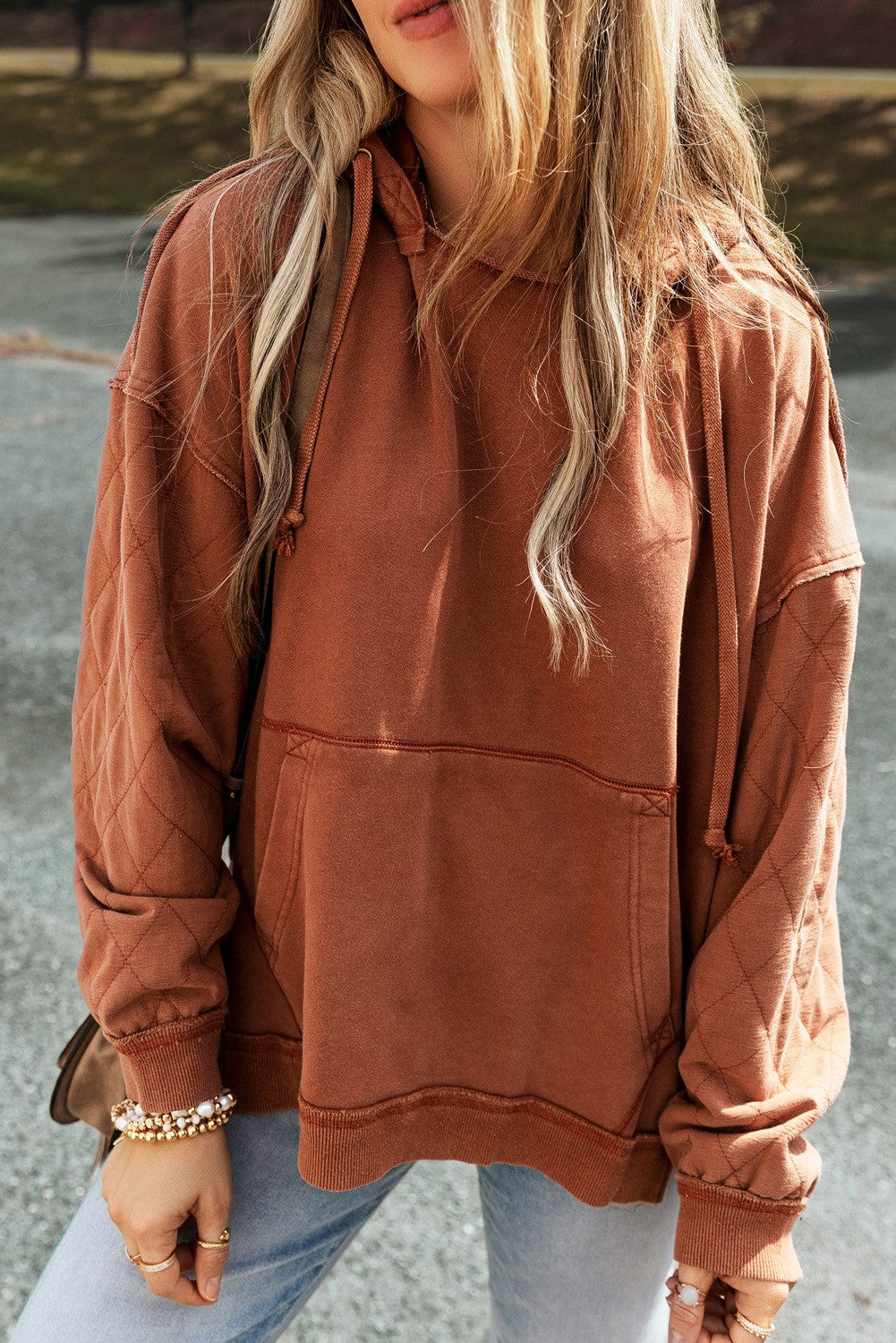 Quilted Exposed Seam Hoodie - Storm and Sky Shoppe