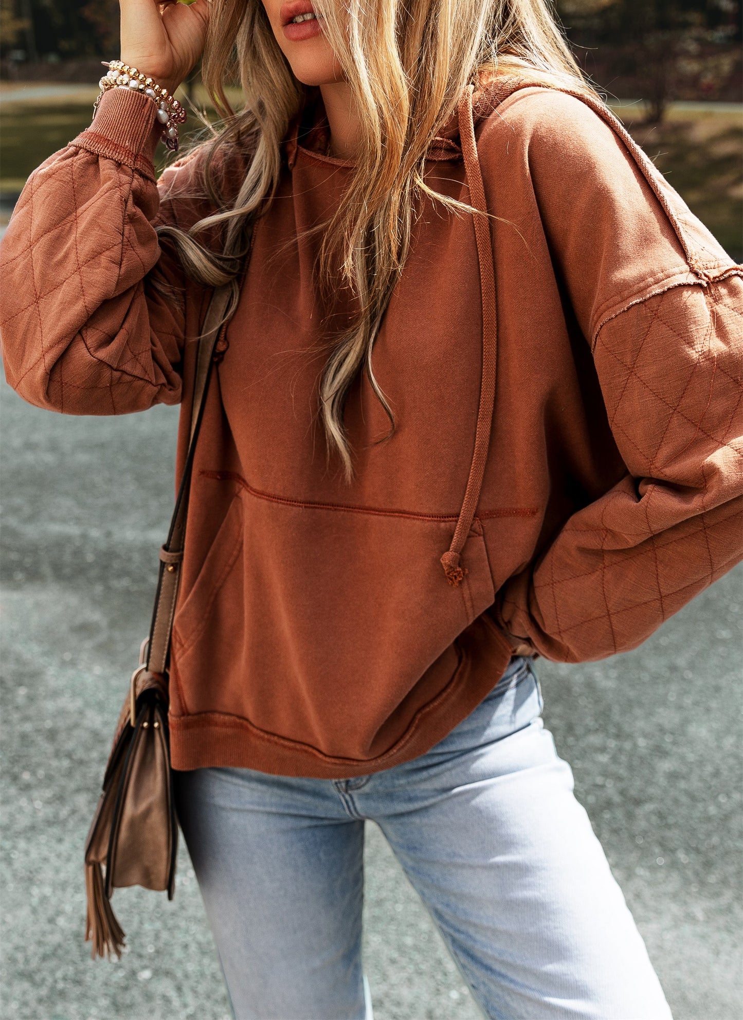 Quilted Exposed Seam Hoodie - Storm and Sky Shoppe
