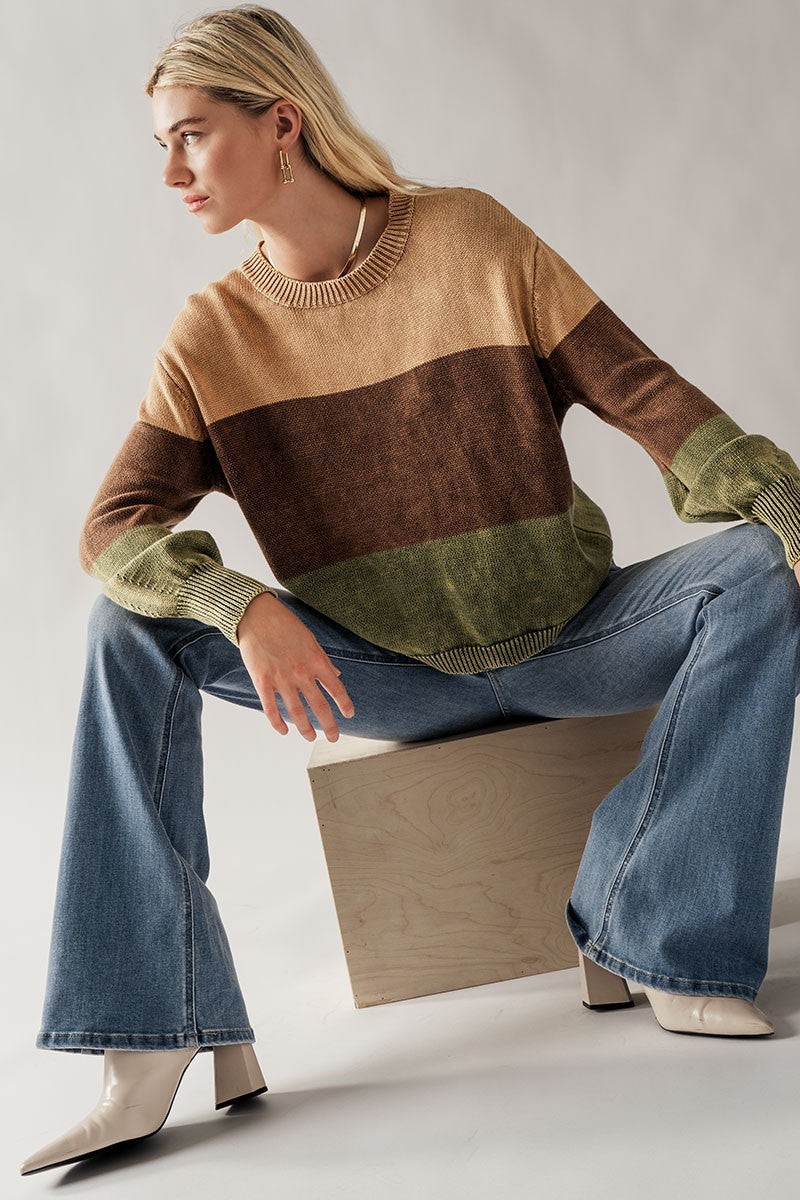 Colorblock Rib Knit Sweater - Storm and Sky Shoppe
