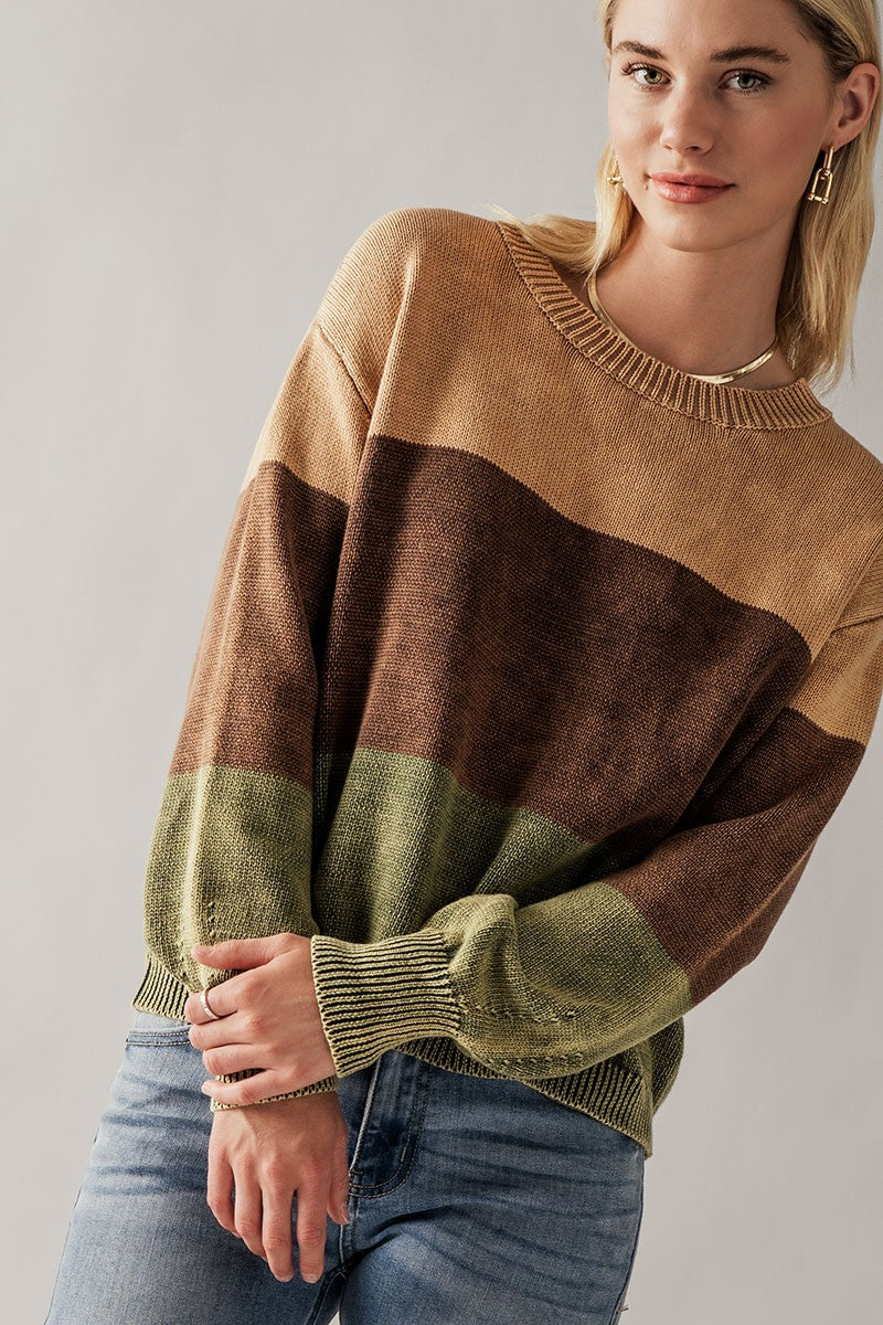 Colorblock Rib Knit Sweater - Storm and Sky Shoppe