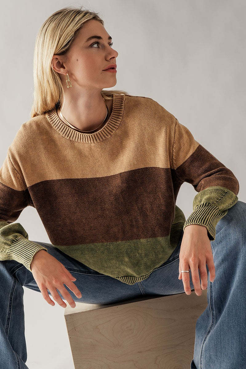 Colorblock Rib Knit Sweater - Storm and Sky Shoppe