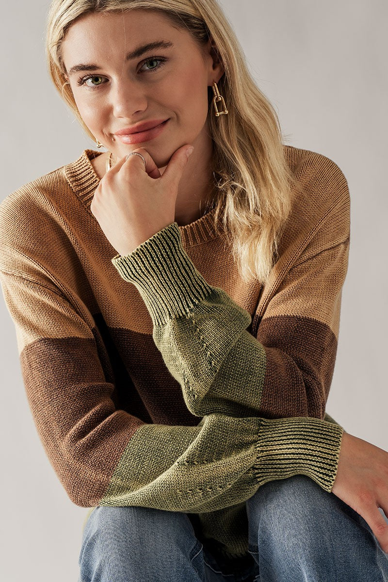 Colorblock Rib Knit Sweater - Storm and Sky Shoppe