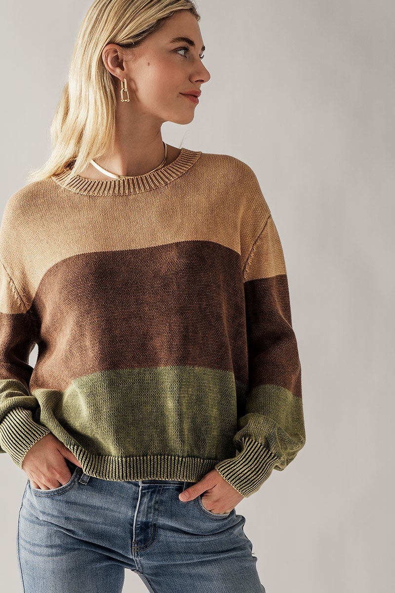 Colorblock Rib Knit Sweater - Storm and Sky Shoppe