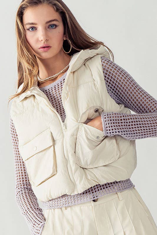 Hooded Crop Puff Vest *final sale* - Storm and Sky Shoppe