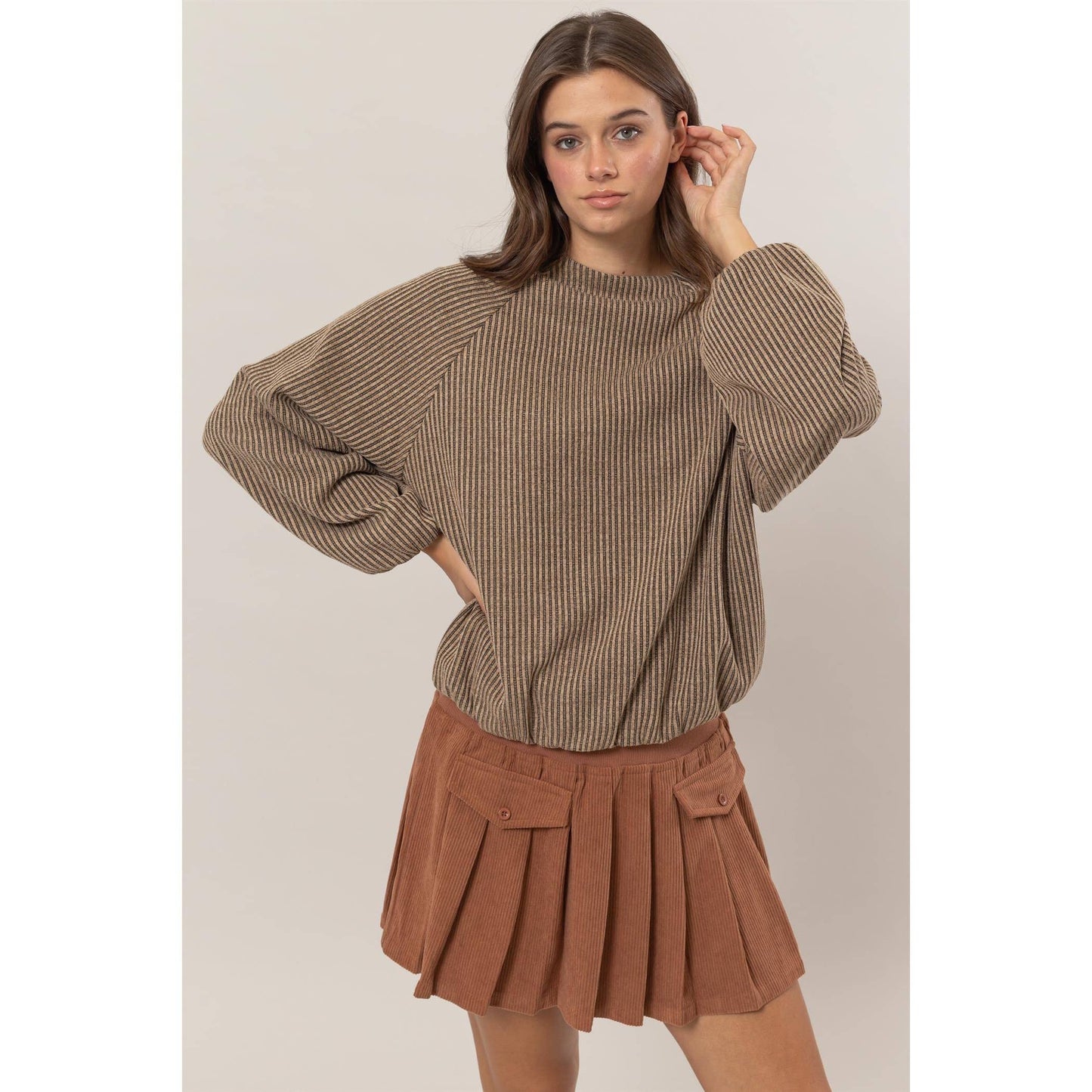 Balloon Sleeve Striped Top - Storm and Sky Shoppe