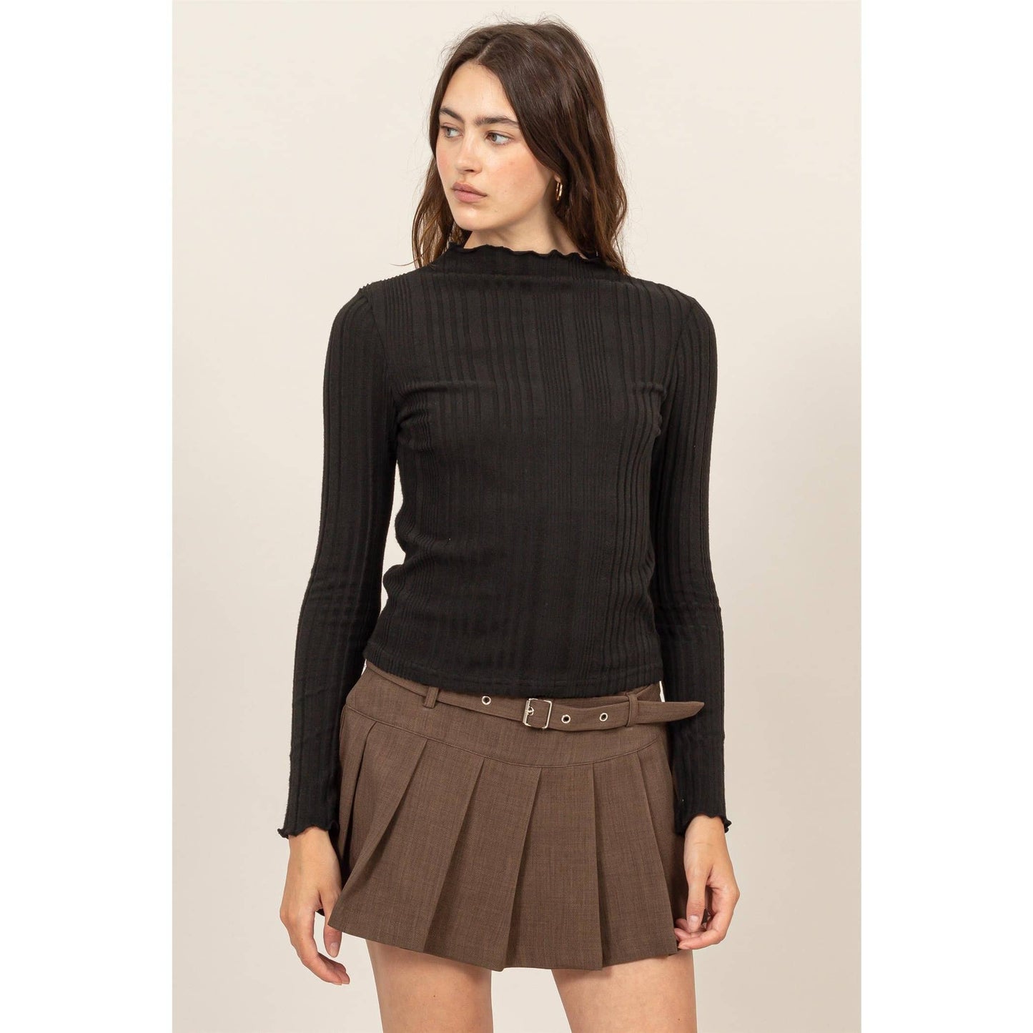 Mock Neck Ribbed Sweater - Storm and Sky Shoppe