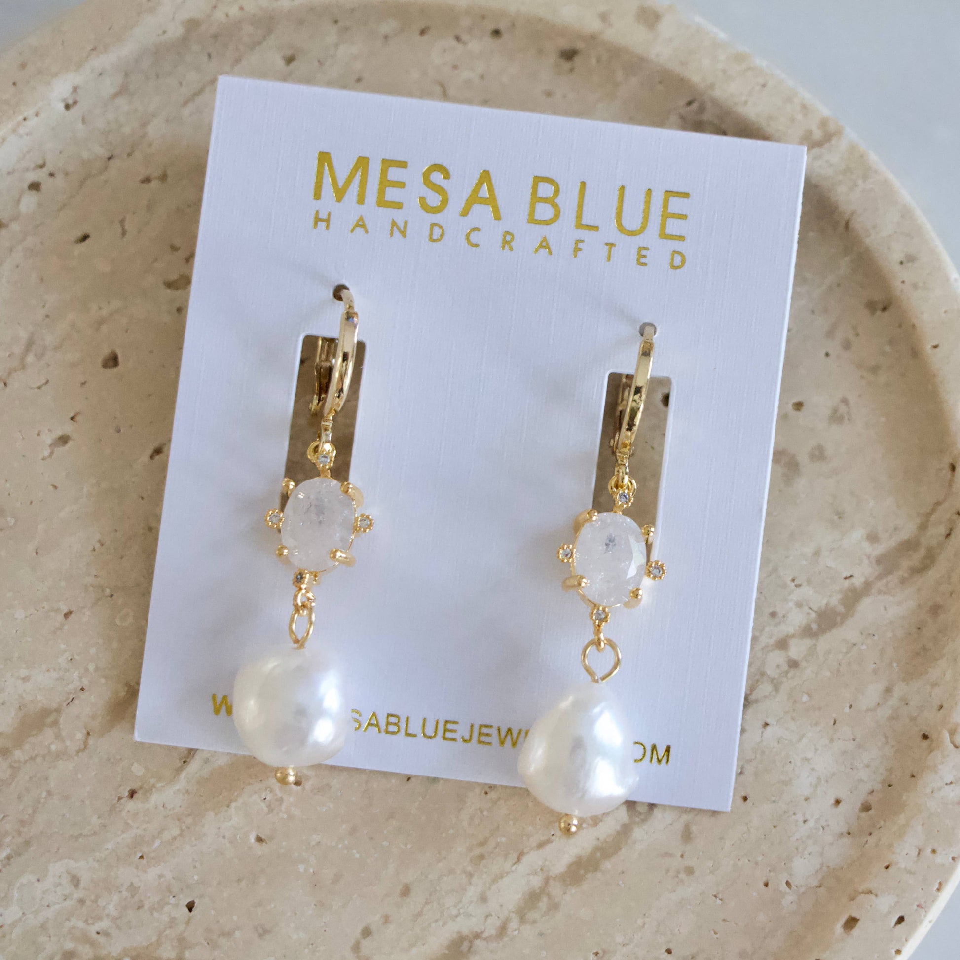 Opalite and Pearl Hoop Earrings - Storm and Sky Shoppe
