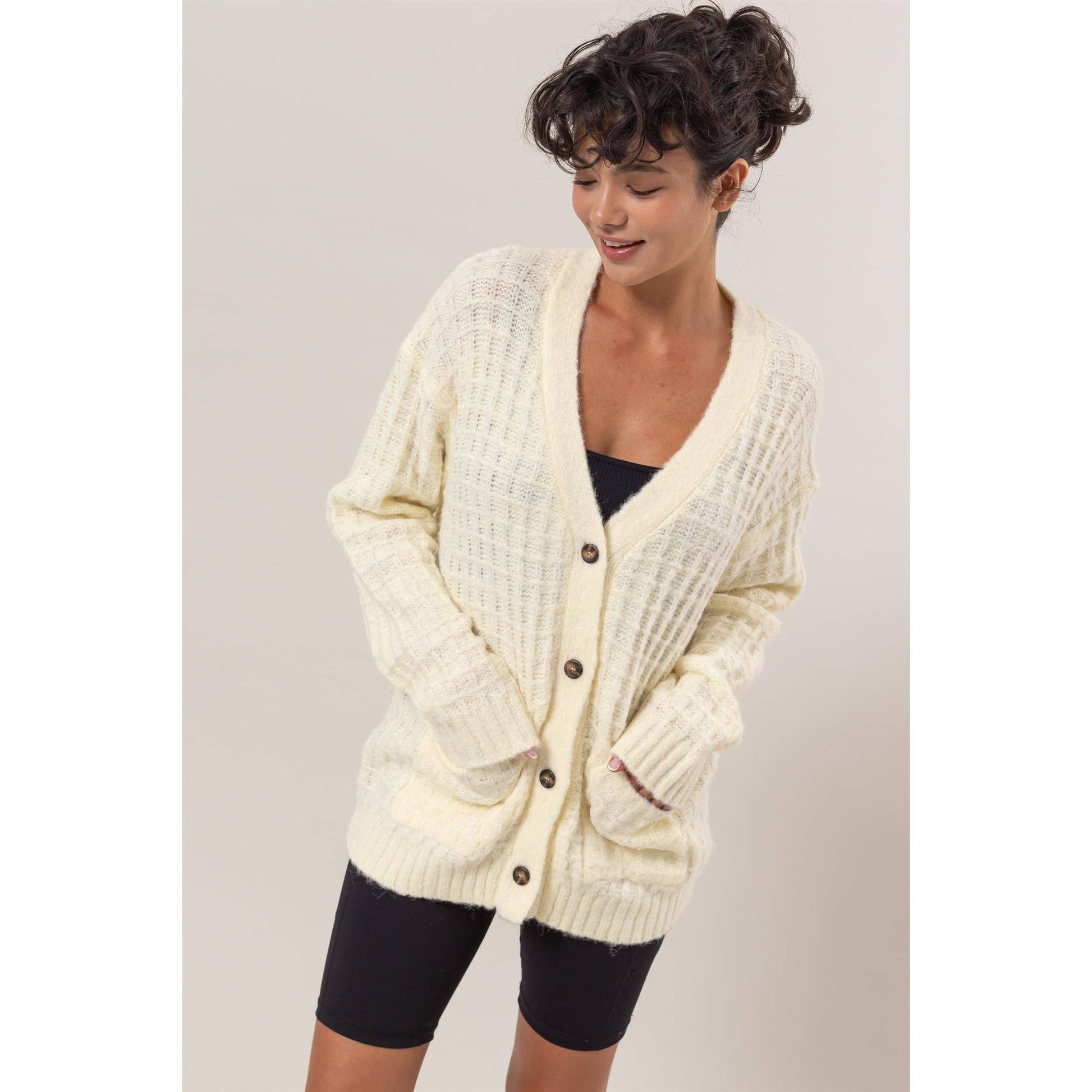 Waffle Knit Cardigan Sweater - Storm and Sky Shoppe