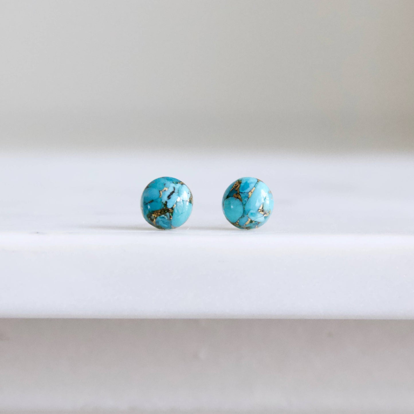 Copper Turquoise Stud Earrings - Round - Storm and Sky Shoppe