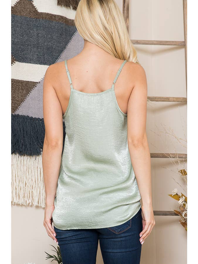 Strap V-Neck Satin Cami - Storm and Sky Shoppe - Burgundy Apparel