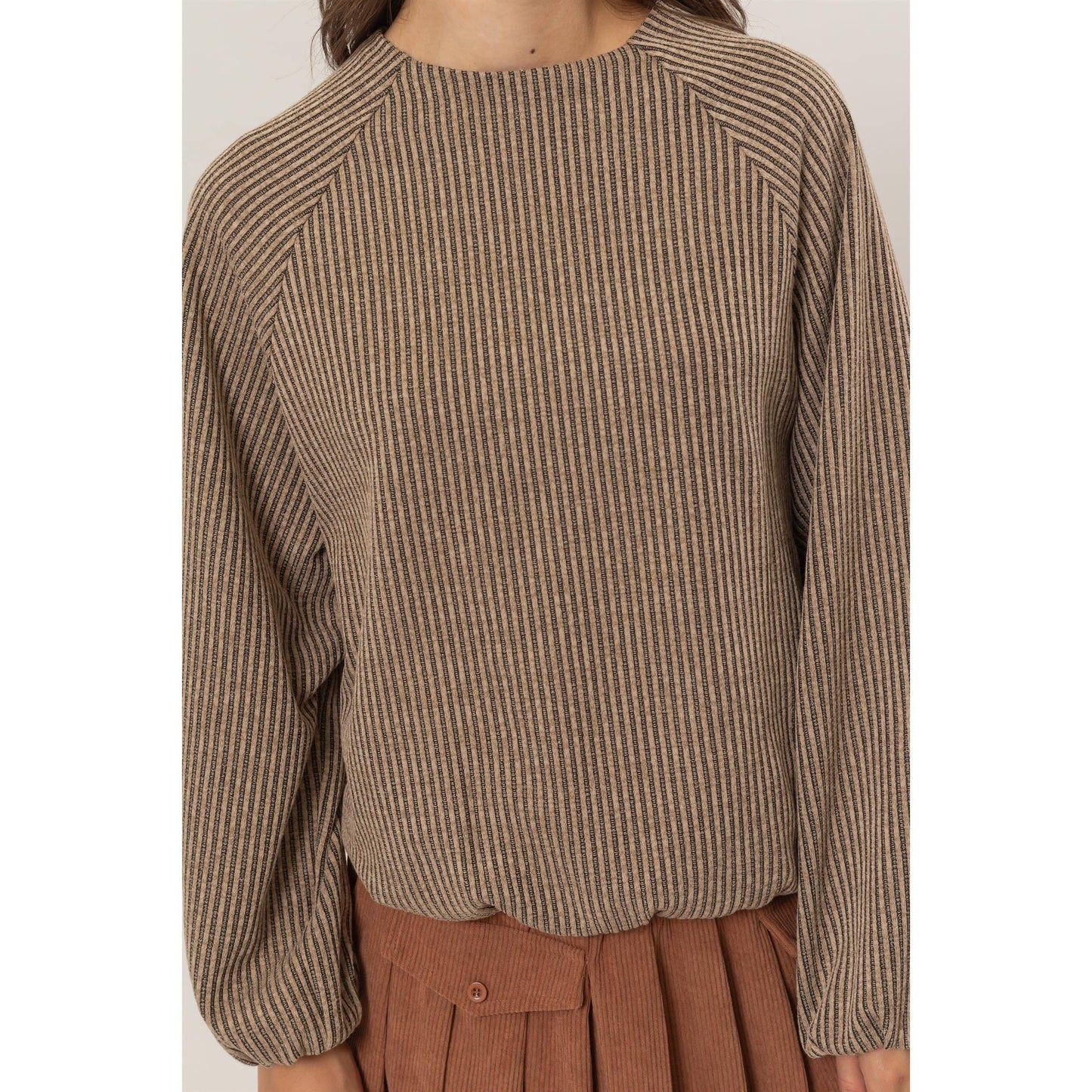 Balloon Sleeve Striped Top - Storm and Sky Shoppe