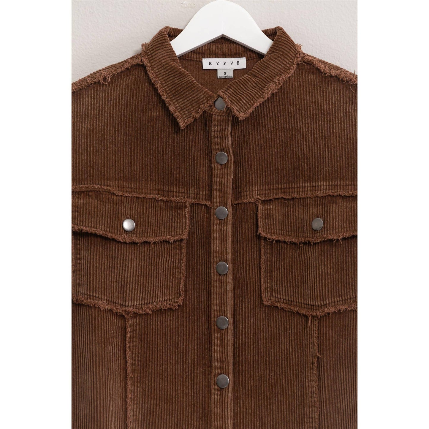 Washed Corduroy Frayed Shacket - Storm and Sky Shoppe