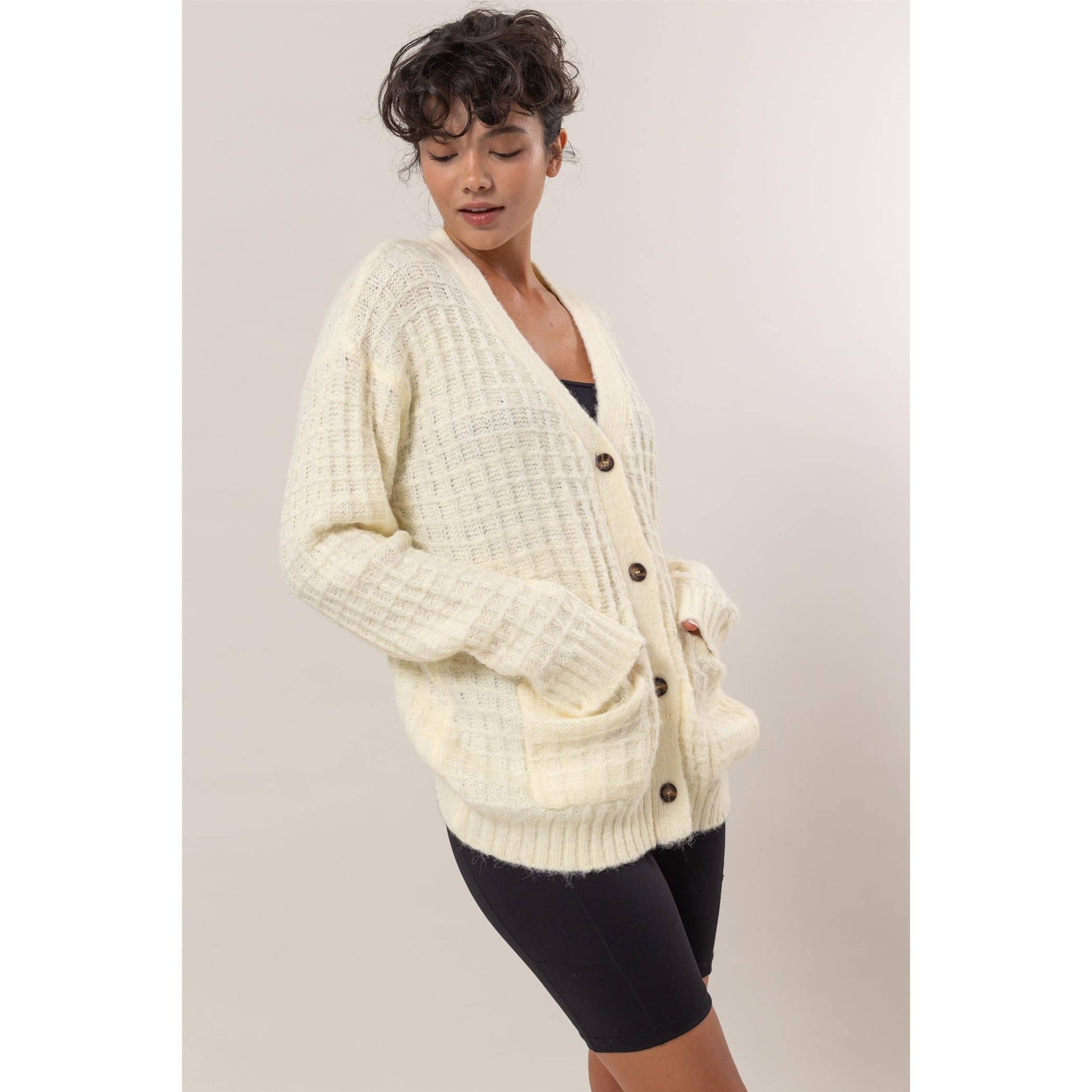 Waffle Knit Cardigan Sweater - Storm and Sky Shoppe