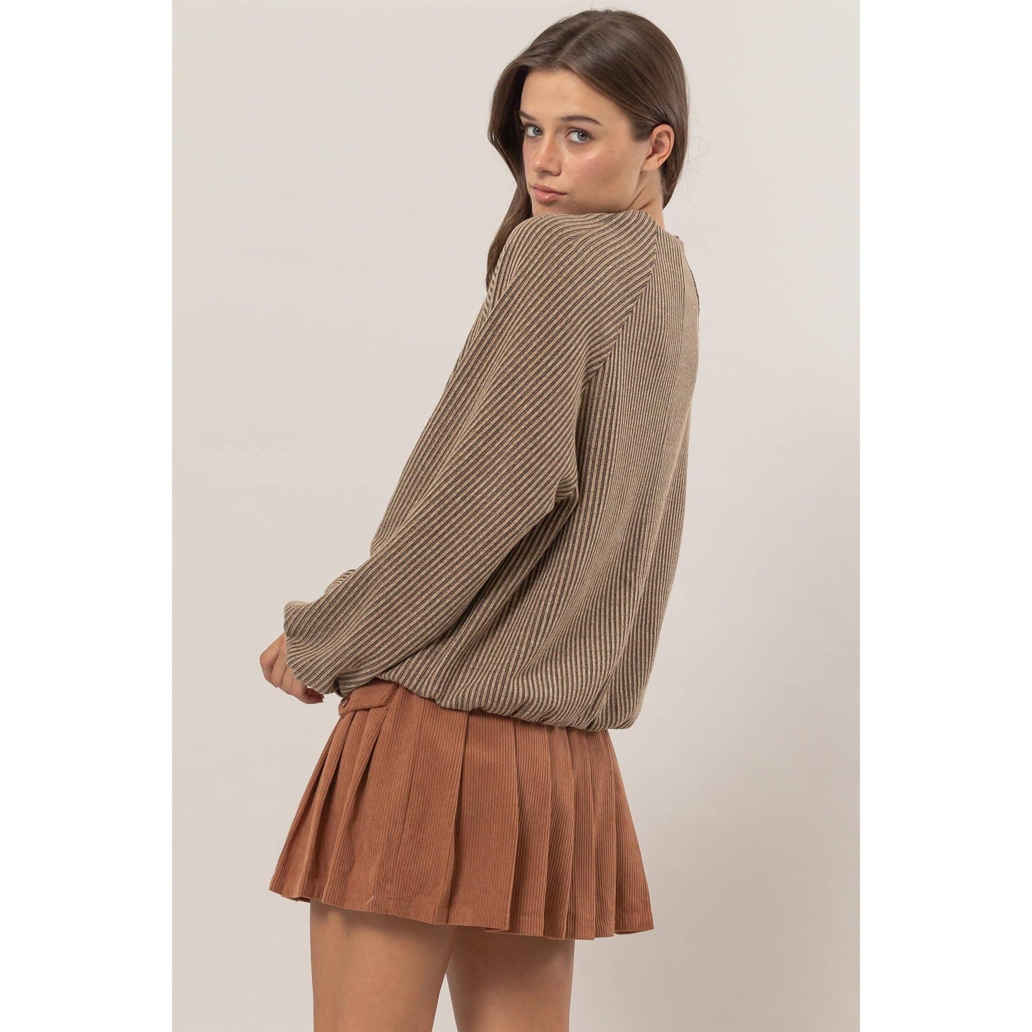 Balloon Sleeve Striped Top - Storm and Sky Shoppe