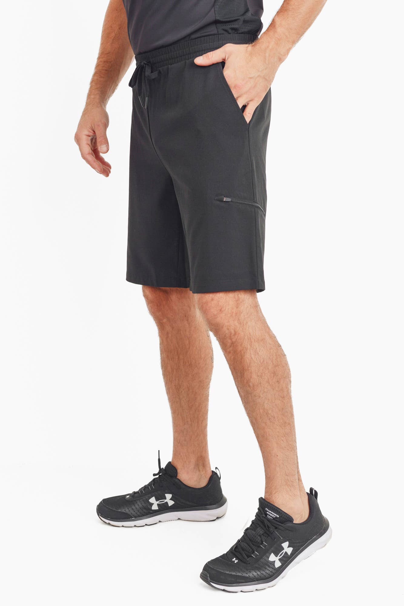 MEN - Active Drawstring Shorts with Zippered Pouch: S:M:L:XL (1:2:2:1) / BLACK - Storm and Sky Shoppe