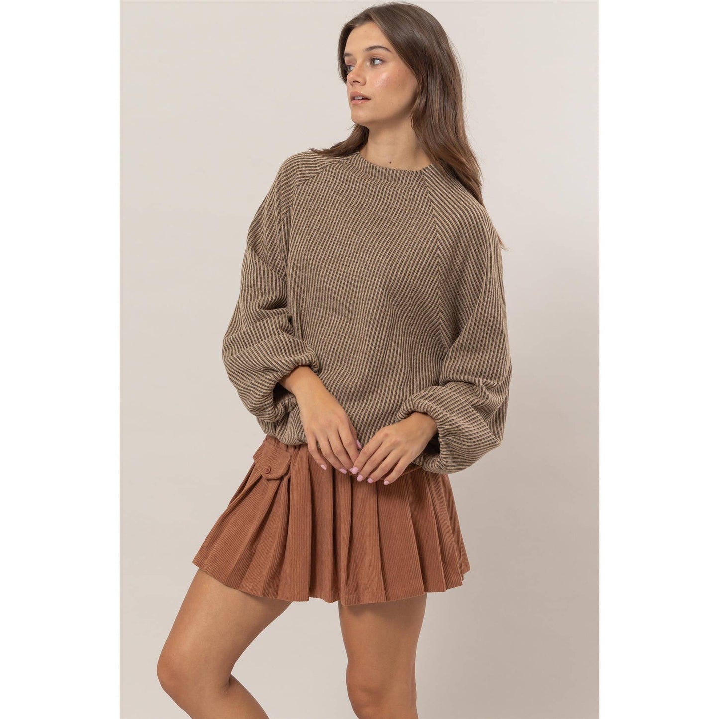 Balloon Sleeve Striped Top - Storm and Sky Shoppe