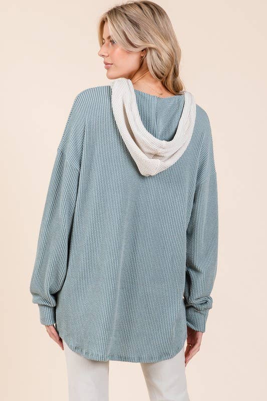 Button Hooded Sweatshirt - Storm and Sky Shoppe