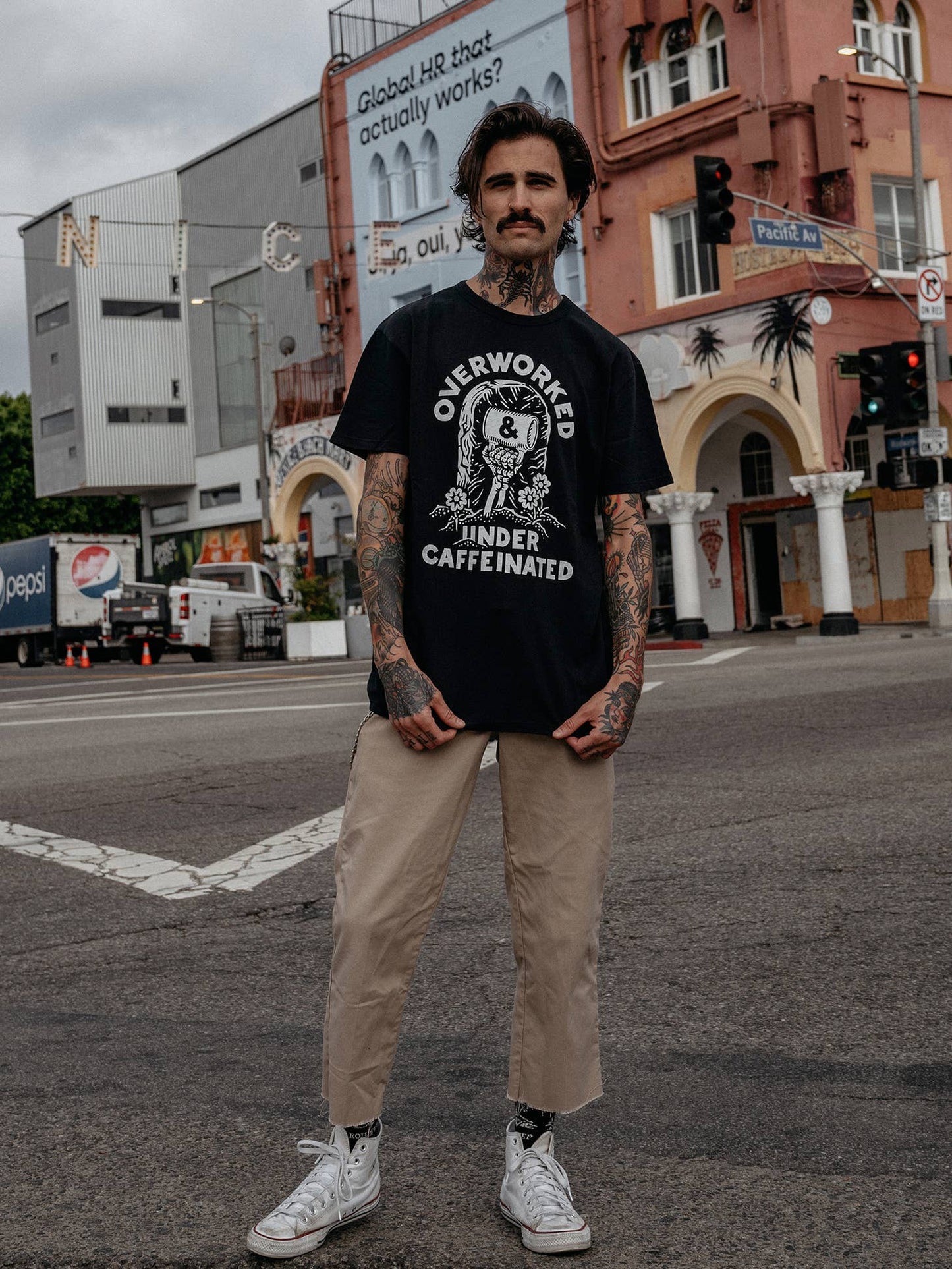 Over Worked Under Caffeinated Tee - Storm and Sky Shoppe - Pyknic