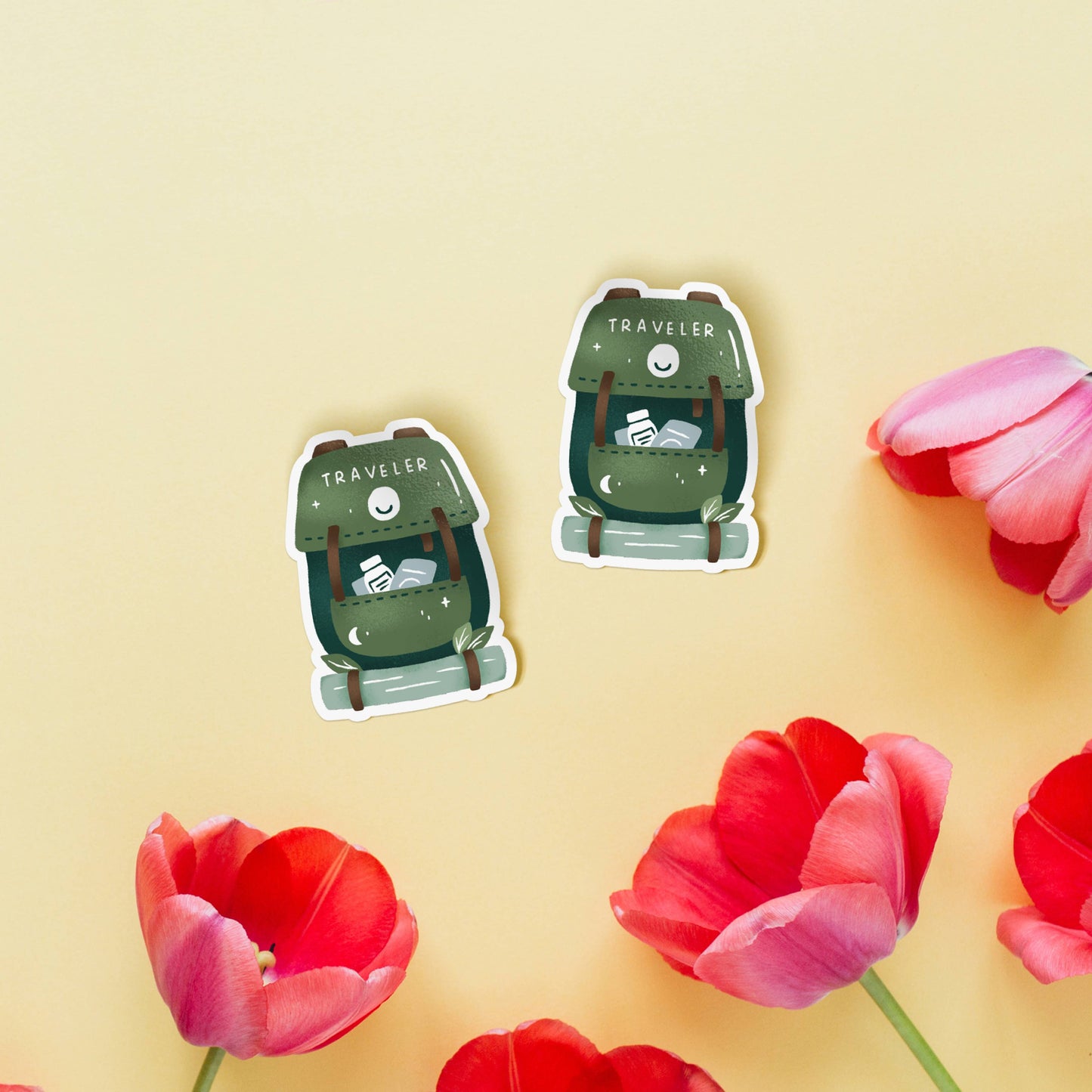 Colorful Occasionalish traveler's backpack sticker with bold design, perfect for decorating backpacks and travel gear.