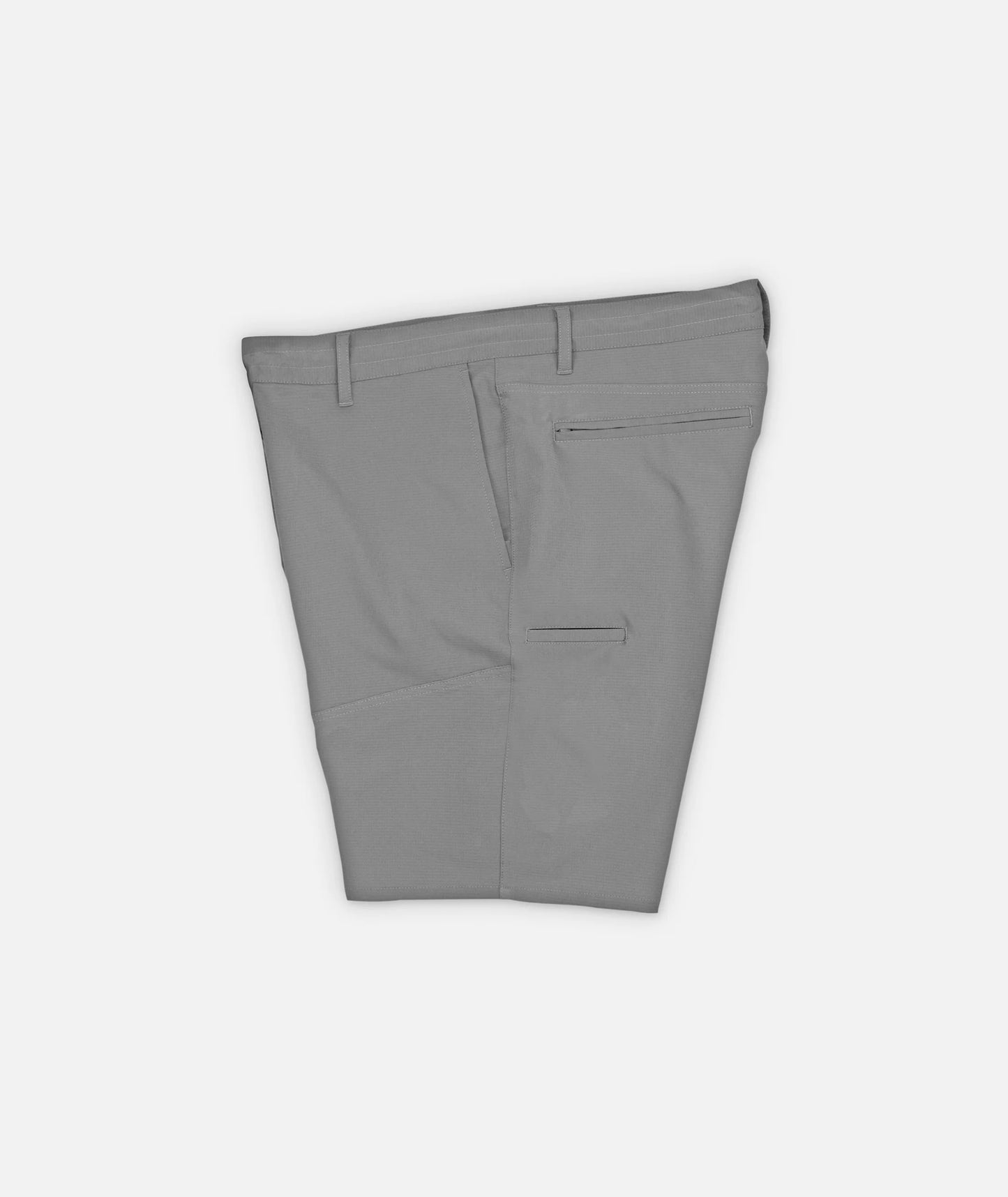 Jetty Mordecai Utility Shorts in grey, showcasing durable fabric and practical design with multiple pockets for versatile wear.