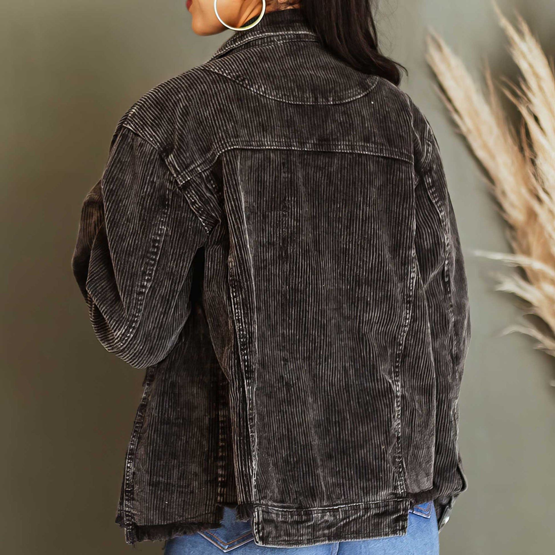 Colorful Corduroy Distressed Jacket: LG / Black - Storm and Sky Shoppe - Love Bug Apparel
