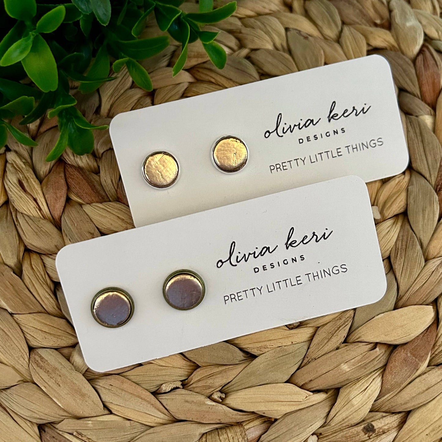 Pretty Little Things Studs - Rose Gold: Antique Bronze Setting - Storm and Sky Shoppe