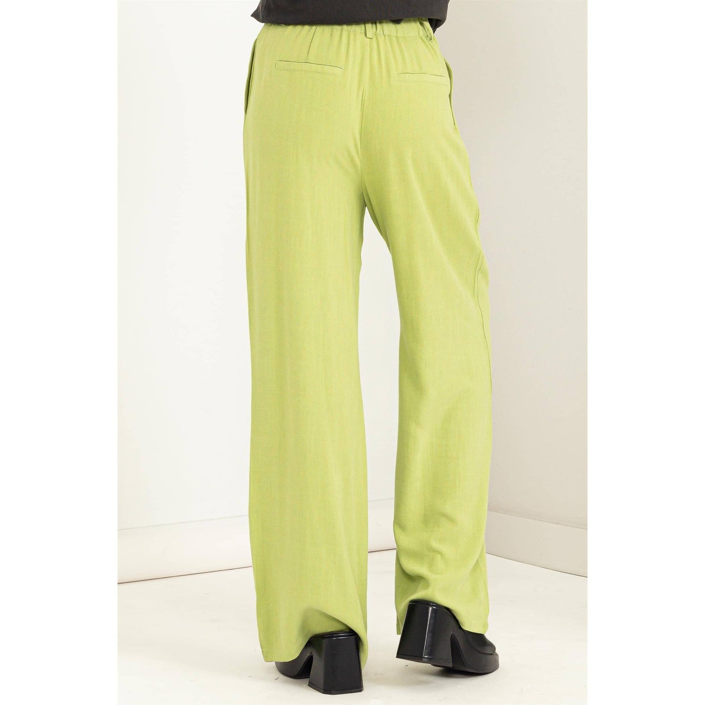 DZ23C786-RELAX FIT HIGH WAISTED TROUSERS: PALE OLIVE / S - Storm and Sky Shoppe