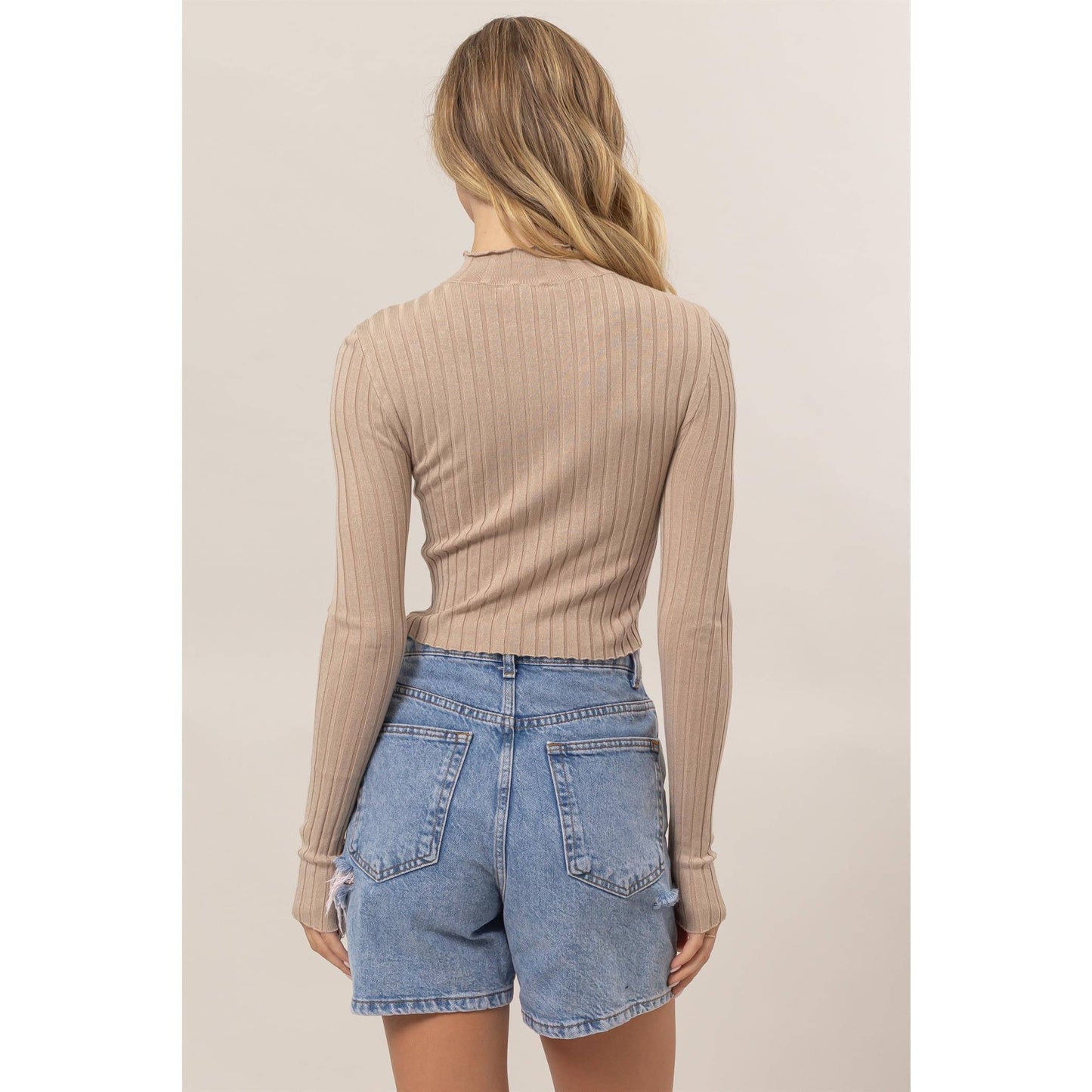 Mock Neck Ribbed Knit Top - Storm and Sky Shoppe
