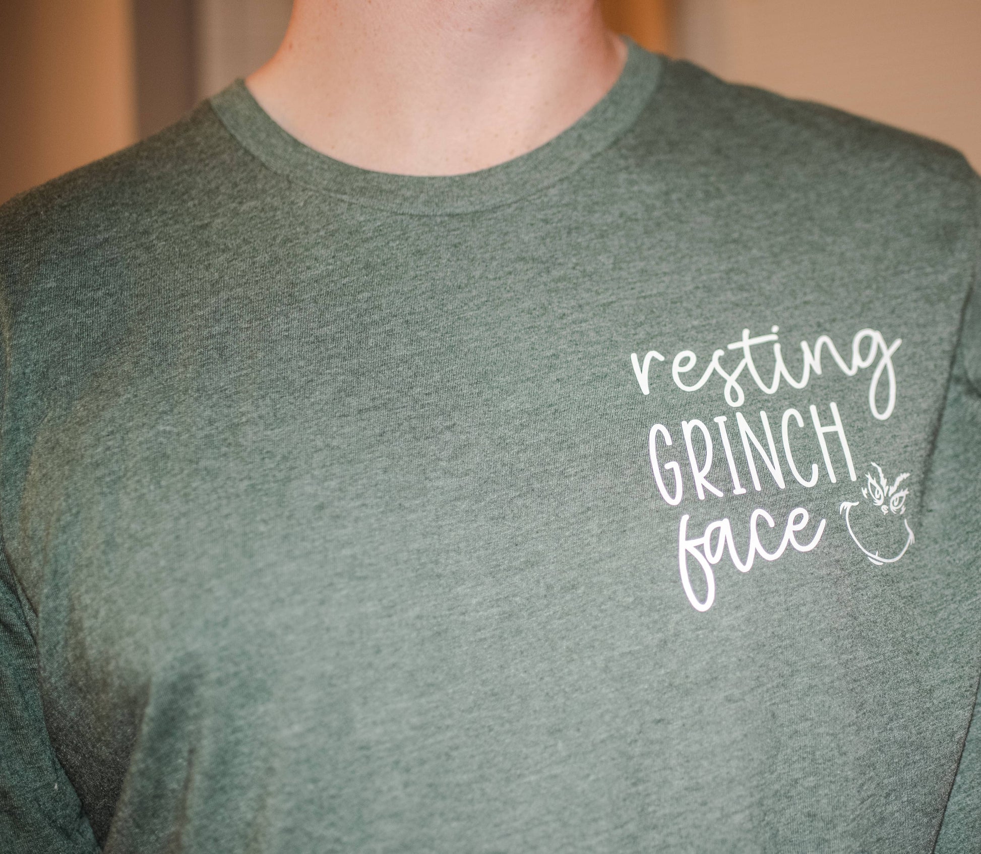 Resting Grinch Face T-Shirt: XS - Storm and Sky Shoppe - SunshineSoulMD