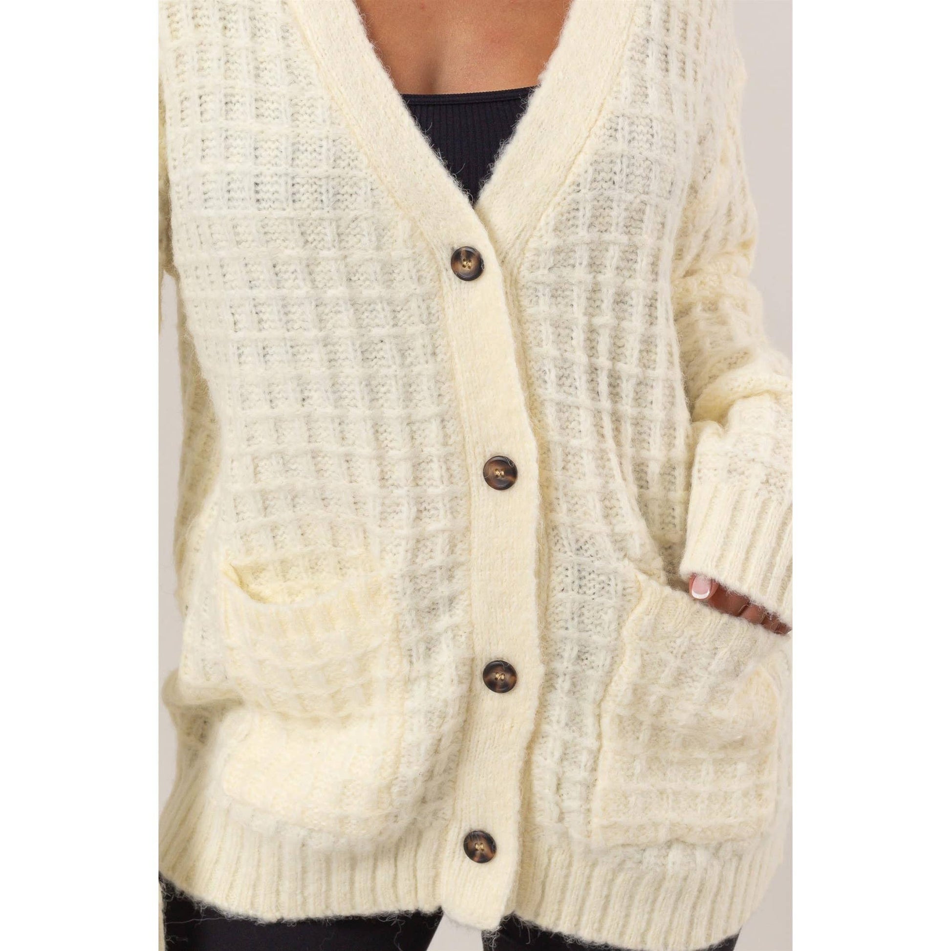 Waffle Knit Cardigan Sweater - Storm and Sky Shoppe