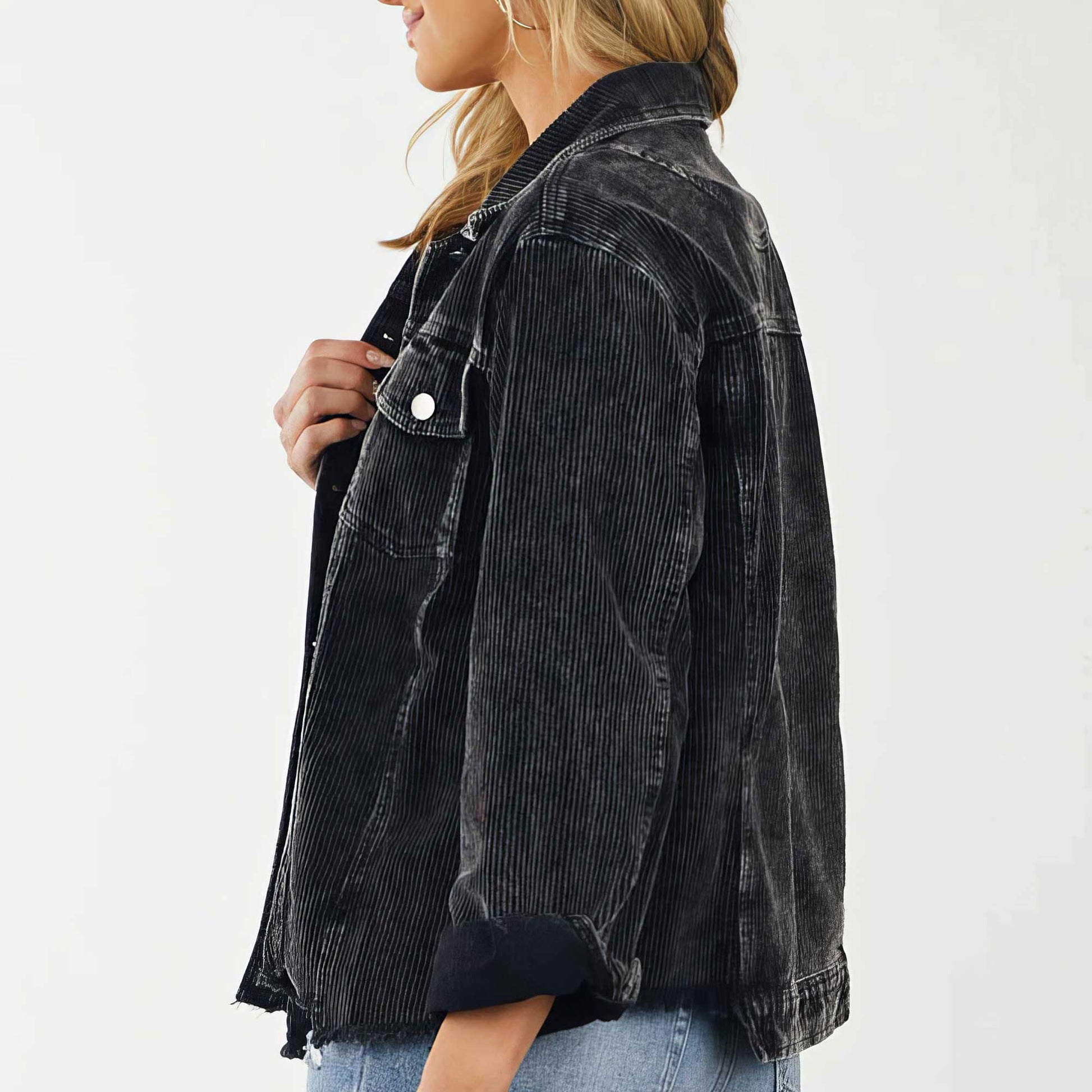 Colorful Corduroy Distressed Jacket: LG / Black - Storm and Sky Shoppe - Love Bug Apparel