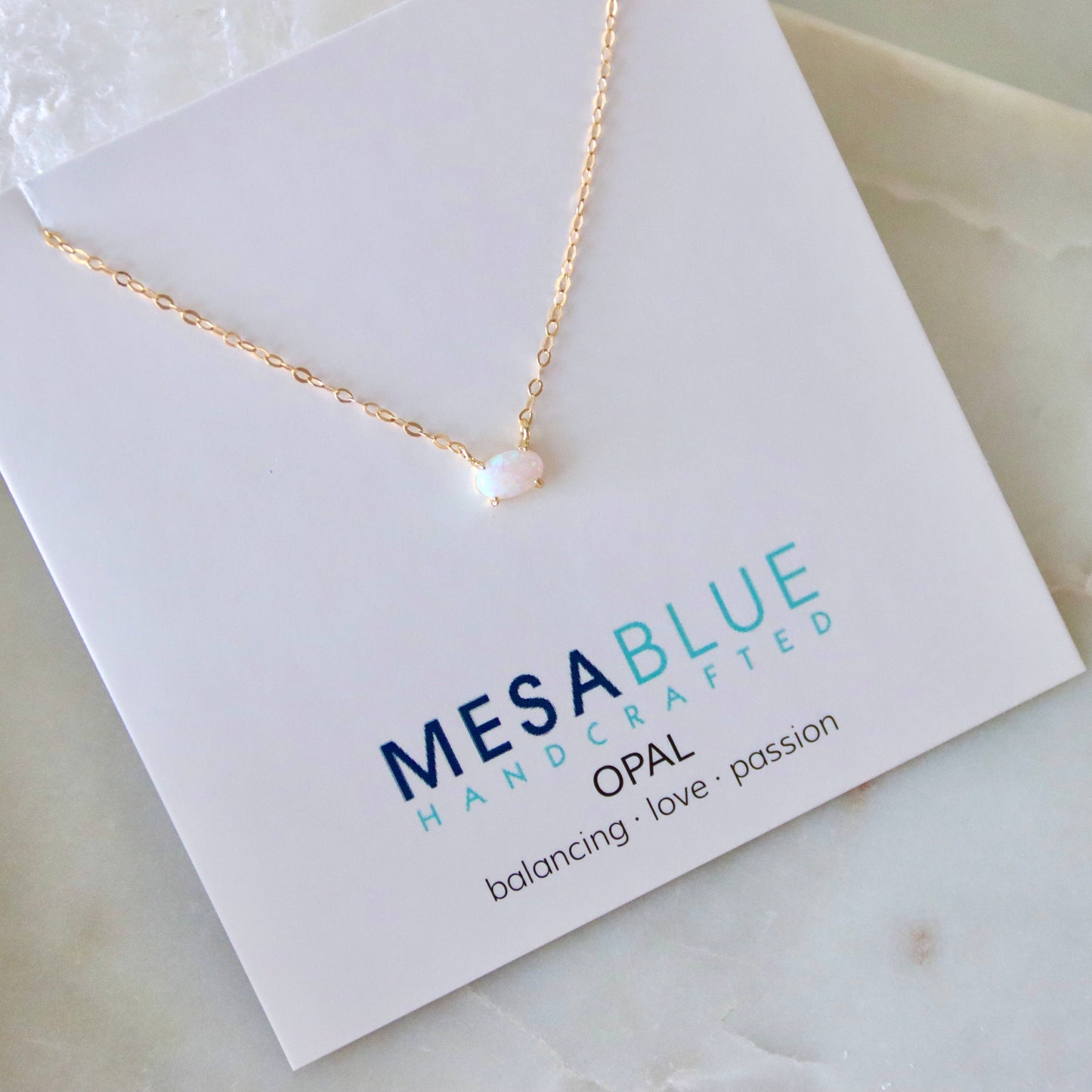Mini Oval Opal Necklace: 16 inches - Storm and Sky Shoppe