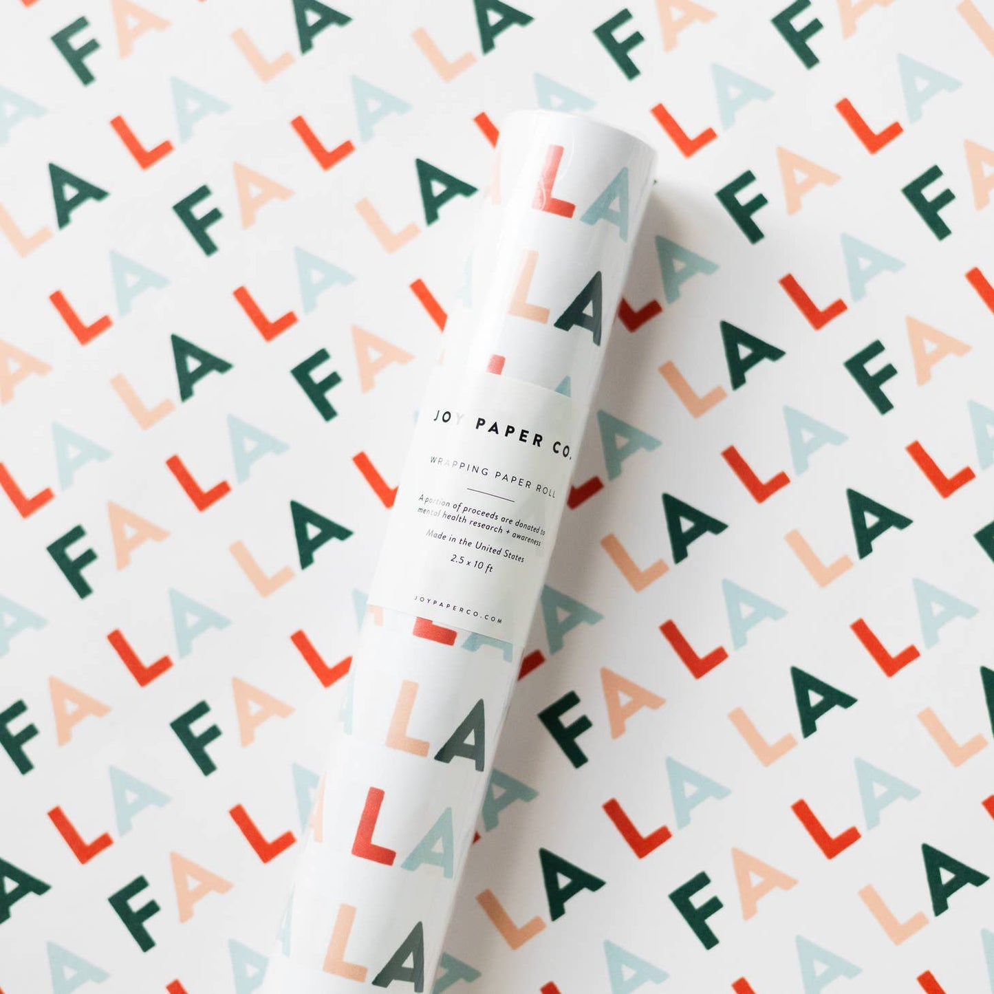 FA LA LA Lettered Wrapping Paper Roll - Storm and Sky Shoppe - Joy Paper Co.
