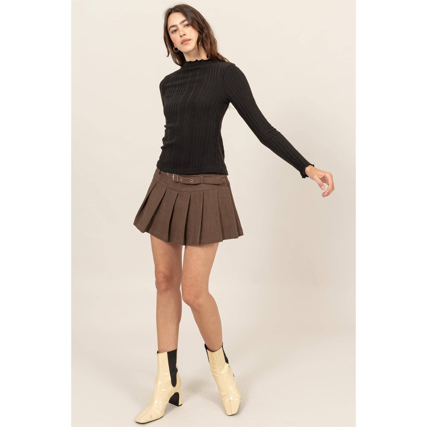 Mock Neck Ribbed Sweater - Storm and Sky Shoppe