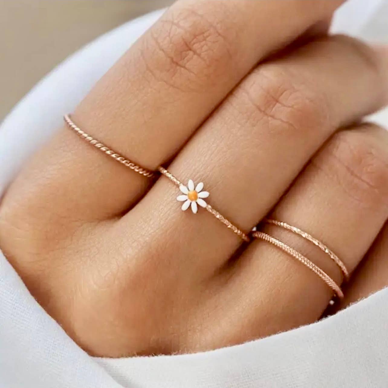 Daisy Stack Ring - Tarnish Free: US 6 - Storm and Sky Shoppe