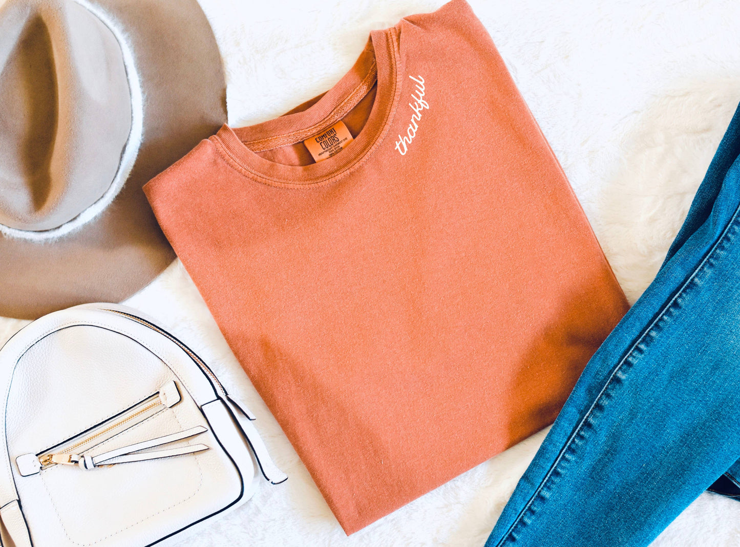 Thankful Tee, Comfort Colors, Thanksgiving Shirt, Fall Tee: Extra Large / Yam - Storm and Sky Shoppe - Bash