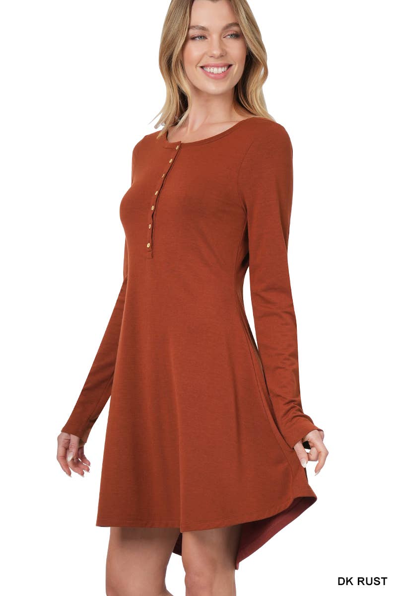 Long Sleeve Buttoned Dress - Storm and Sky Shoppe