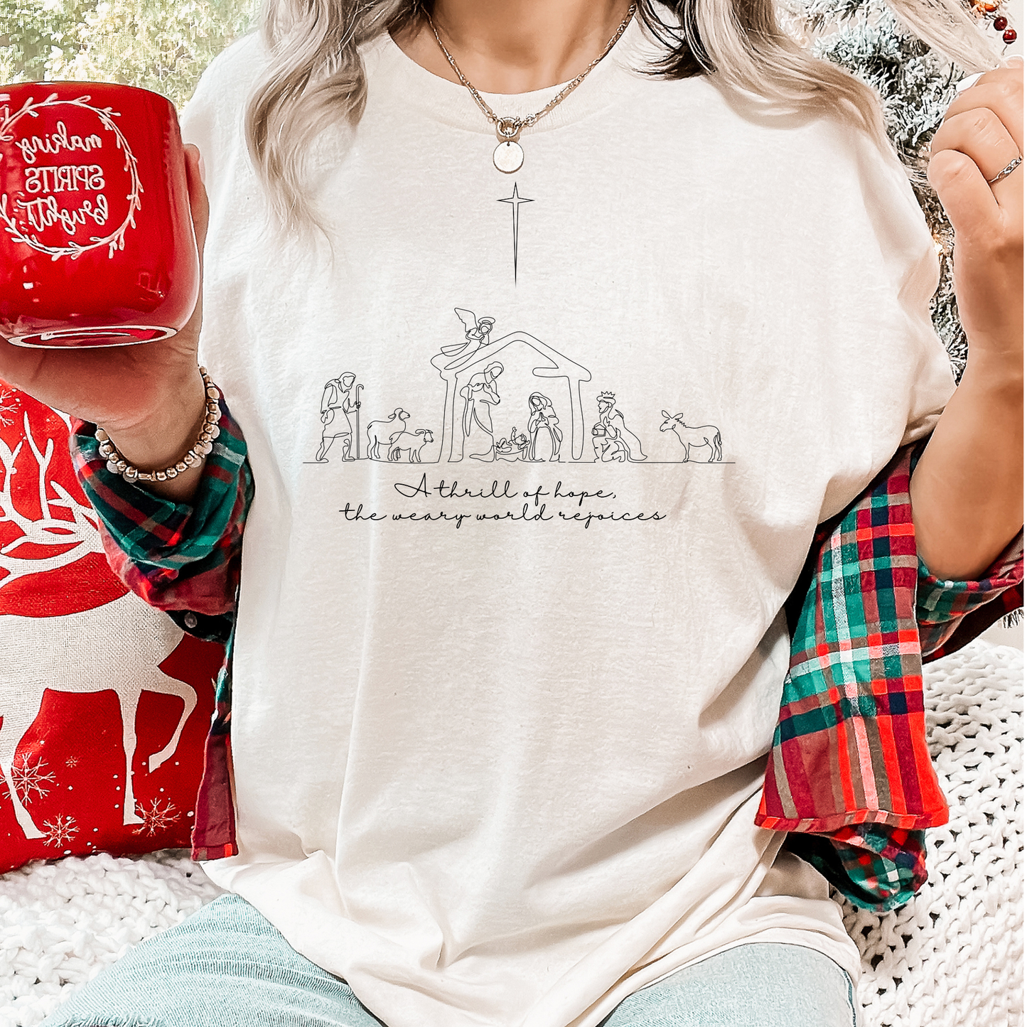 A Thrill of Hope Nativity Comfort Colors Tee: Large / Ivory - Storm and Sky Shoppe - The Purple Pineapple Co.