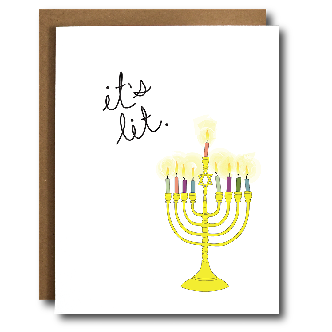 Hanukkah Card It’s Lit Menorah - Storm And Sky