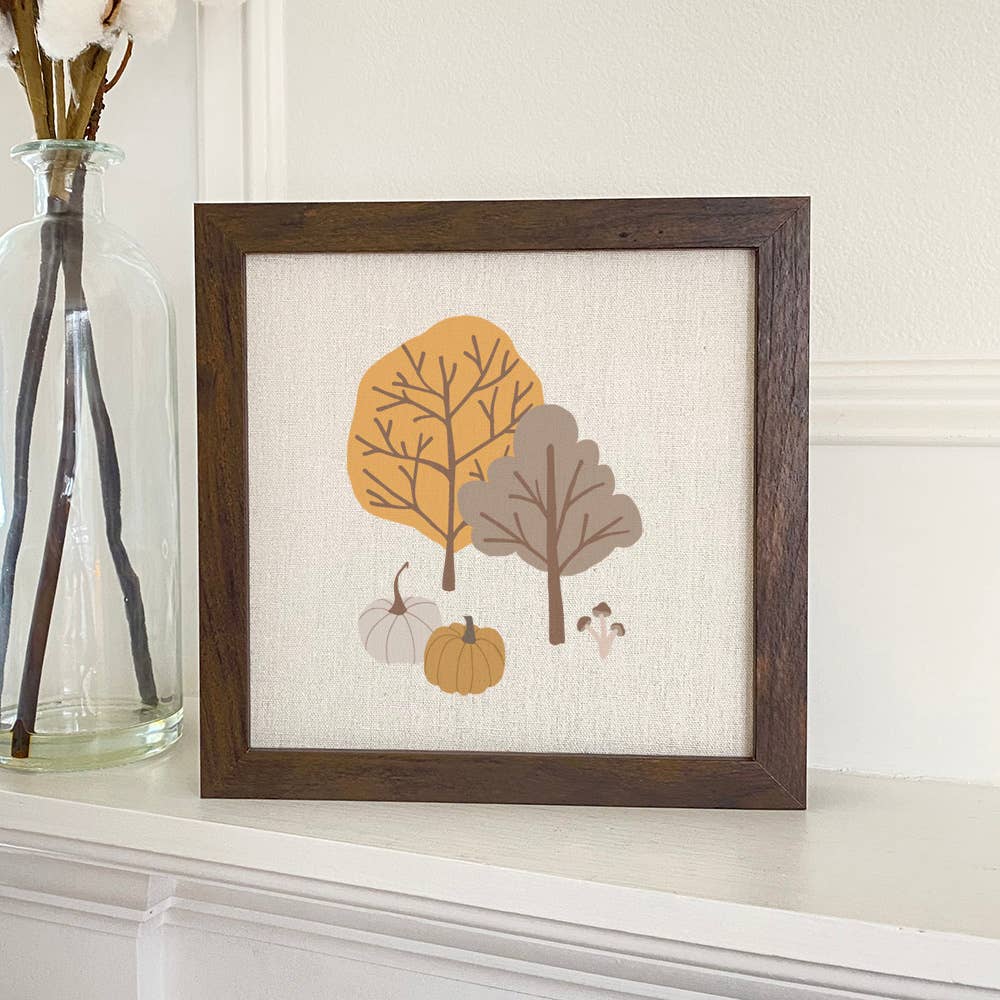 Autumn Trees - Framed Sign - Storm And Sky