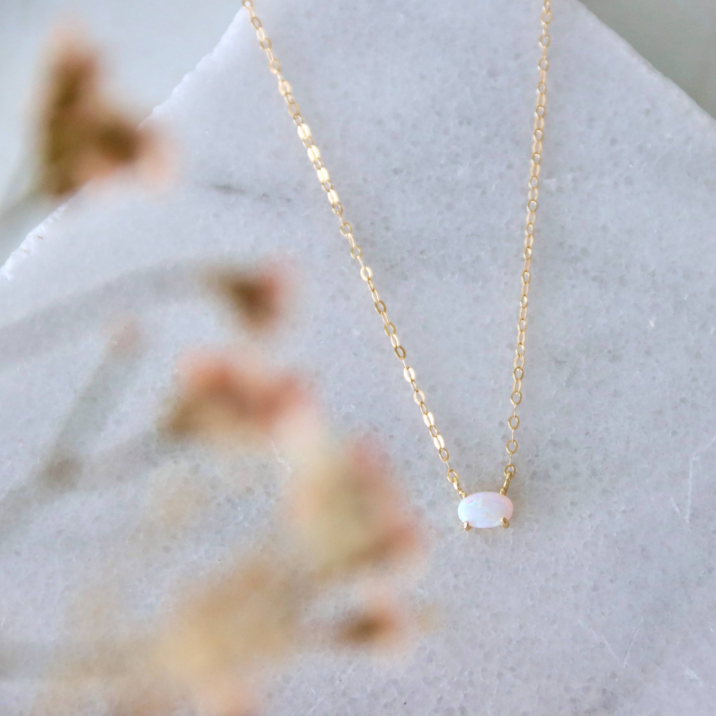 Mini Oval Opal Necklace: 16 inches - Storm and Sky Shoppe