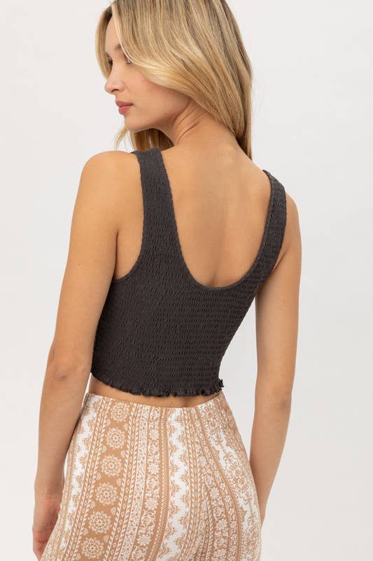 Knit Solid Smocked Jersey Top - Storm and Sky Shoppe - Vanilla Monkey