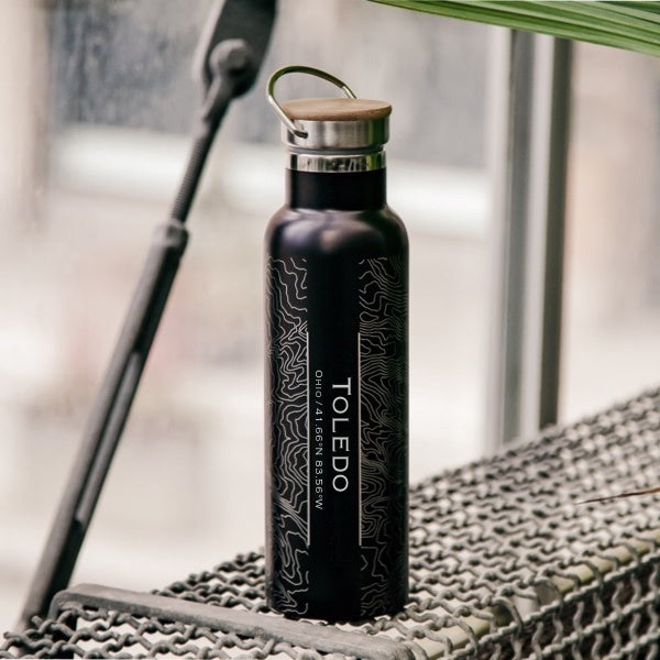 Toledo, OH Map Bottle with Bamboo Top - Storm and Sky Shoppe