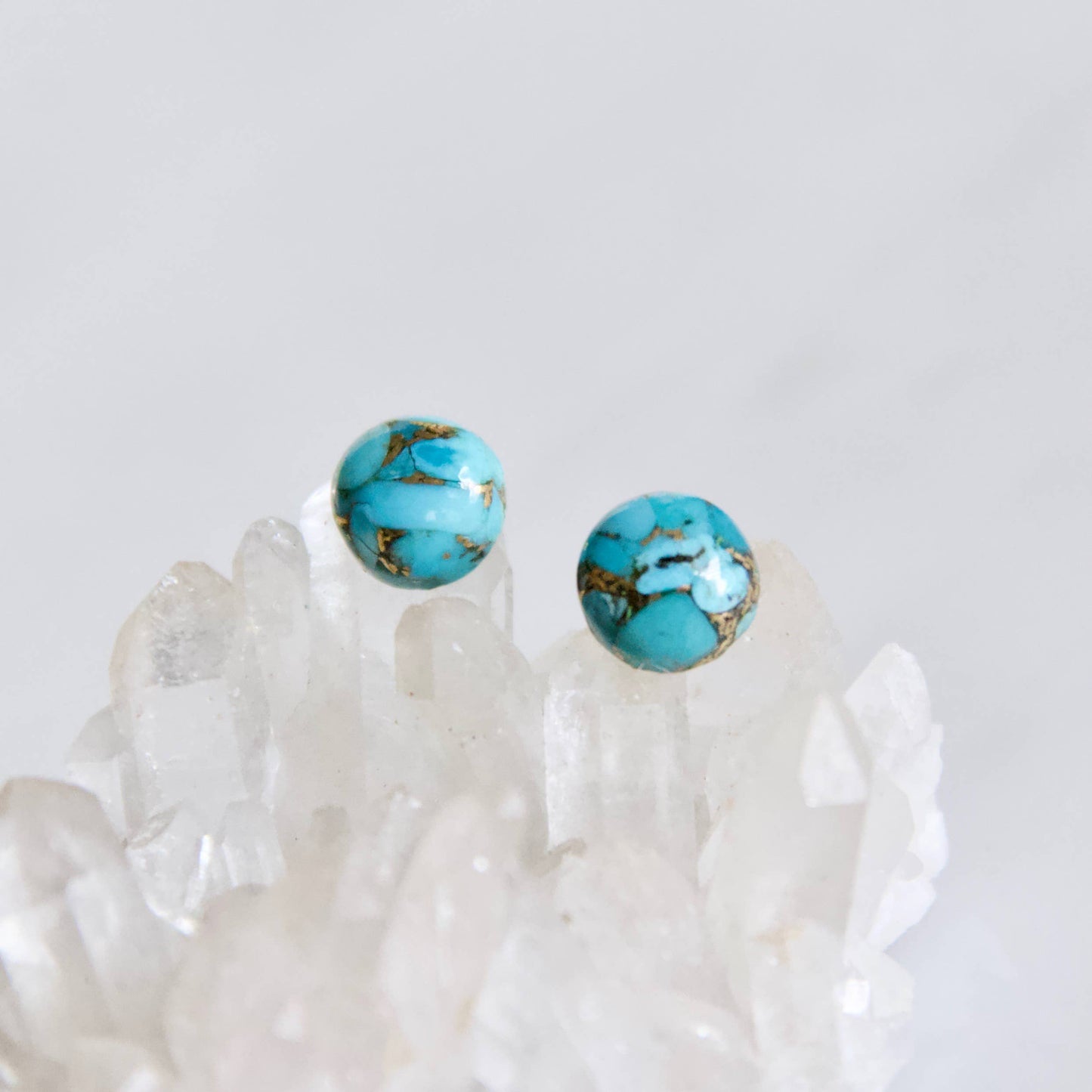 Copper Turquoise Stud Earrings - Round - Storm and Sky Shoppe