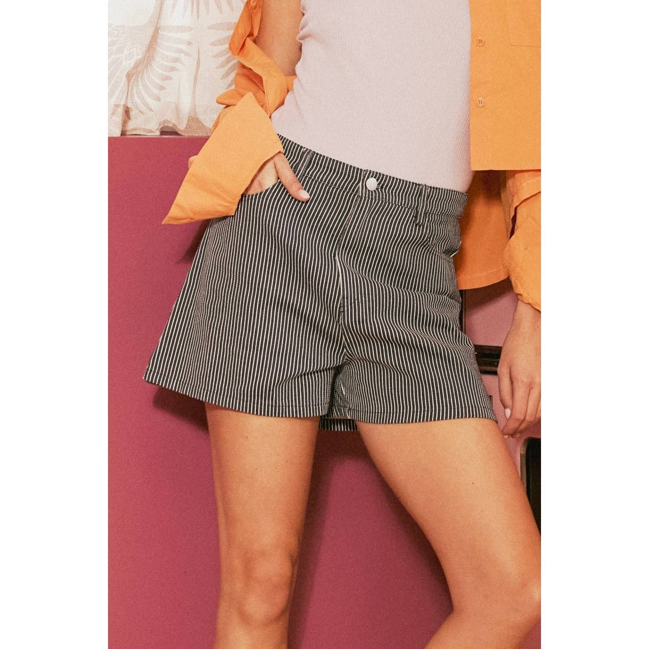 Pinstripe High Waist Shorts - Storm and Sky Shoppe