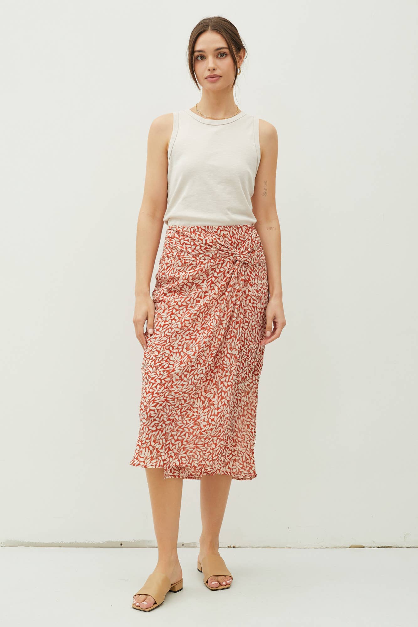 Printed Side Knot Midi Skirt - Storm and Sky Shoppe